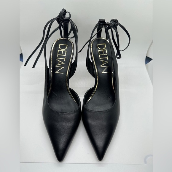Deltan Juliana Leather Ankle Tie Pumps Black Size 9.5 - Picture 3 of 13